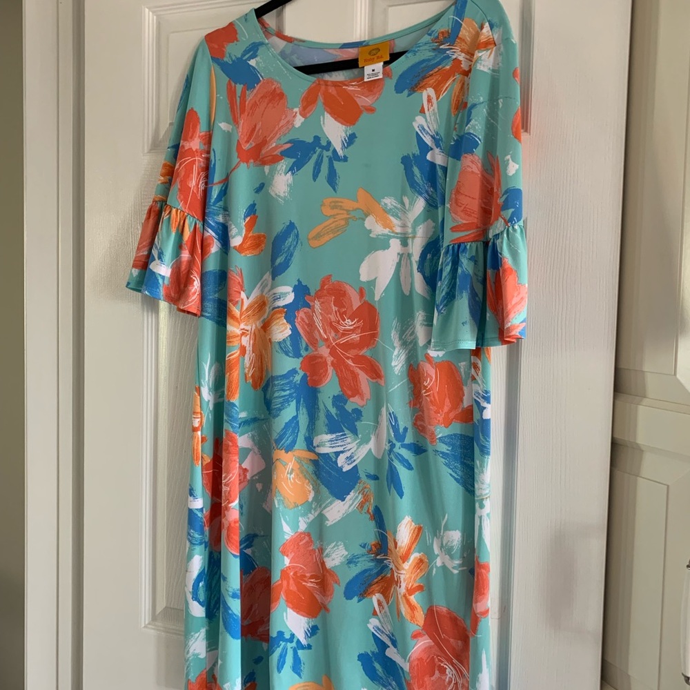 Ruby Rd Floral Dress with bell sleeves.